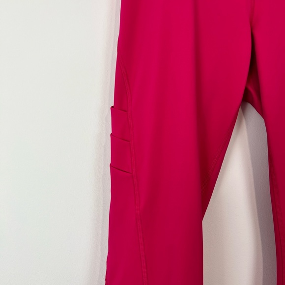 Lululemon Bright Pink Tech Yoga Gym Cropped Stretch Logo Leggings UK 12 - Picture 3 of 11